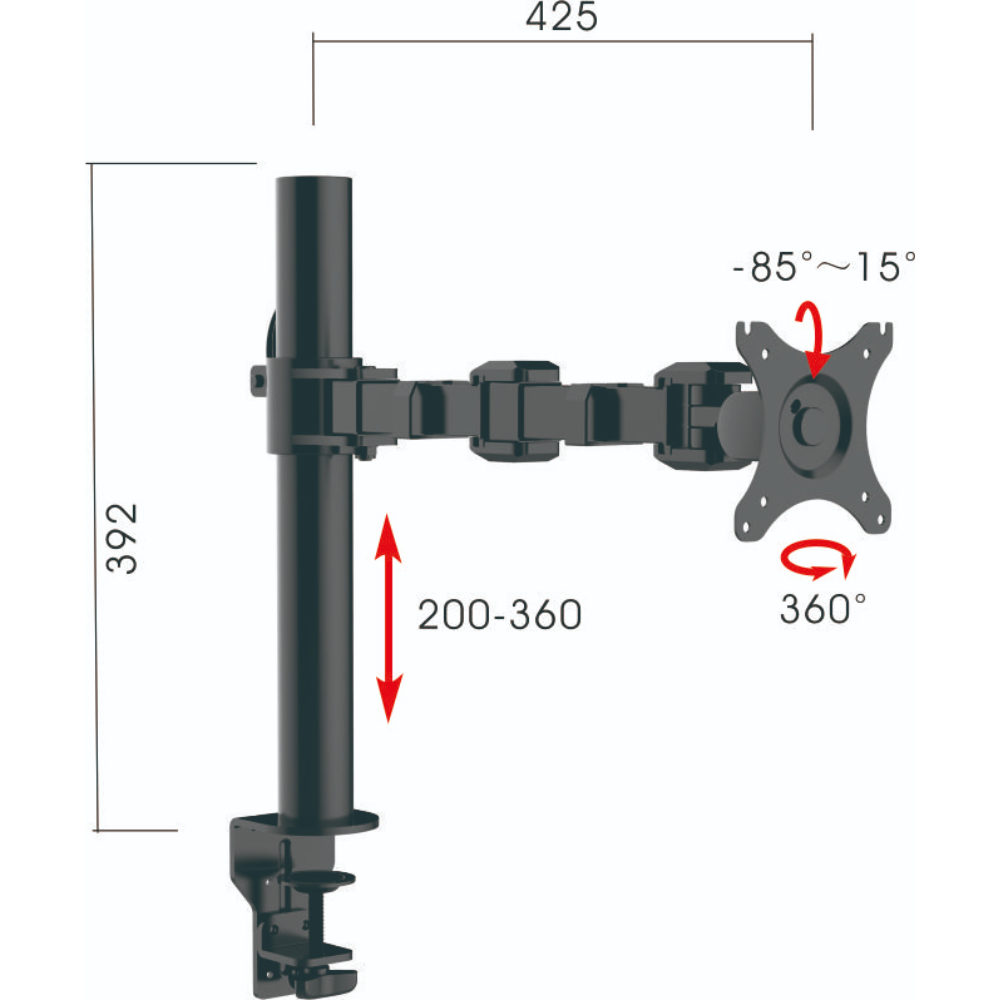 Revolve Pole Mounted Single Monitor Arm