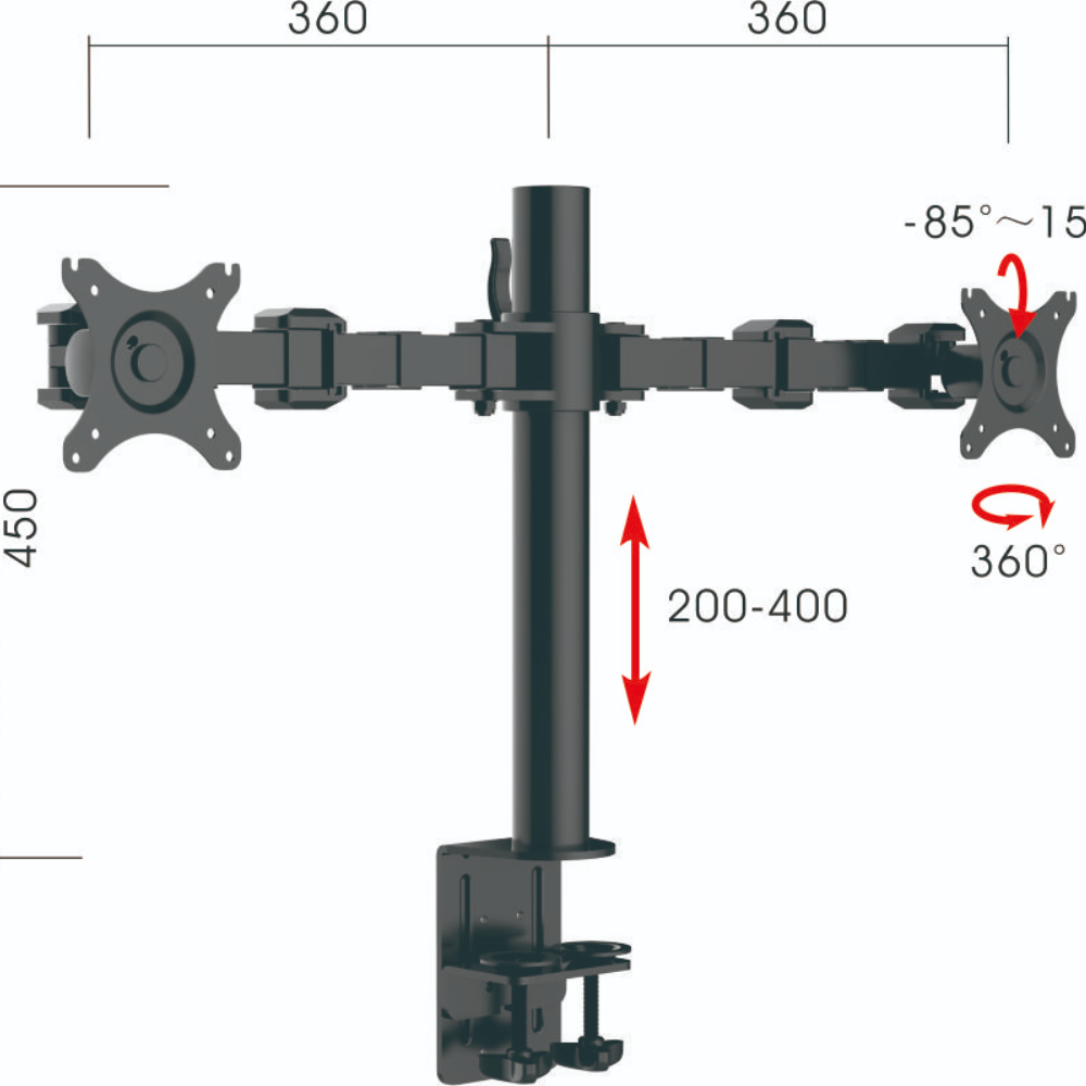 Revolve Pole Mounted Dual Monitor Arm