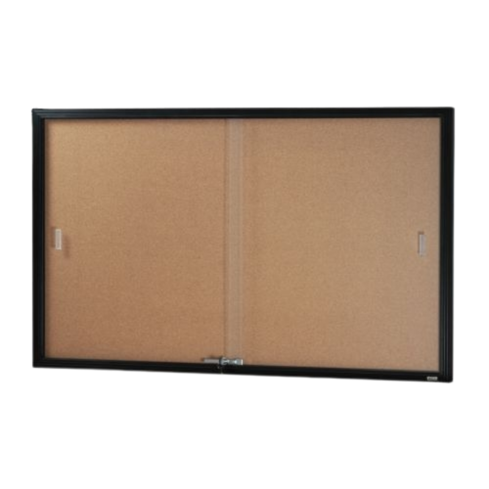 BeNoticed Notice Case Sliding 2 Door Cork Pinboard