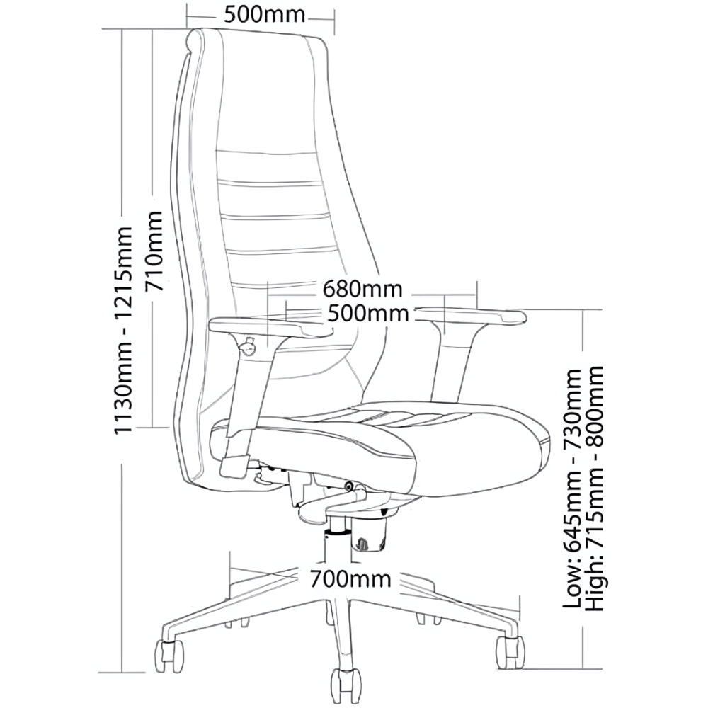 Boston High Back Office Chair, detail view
