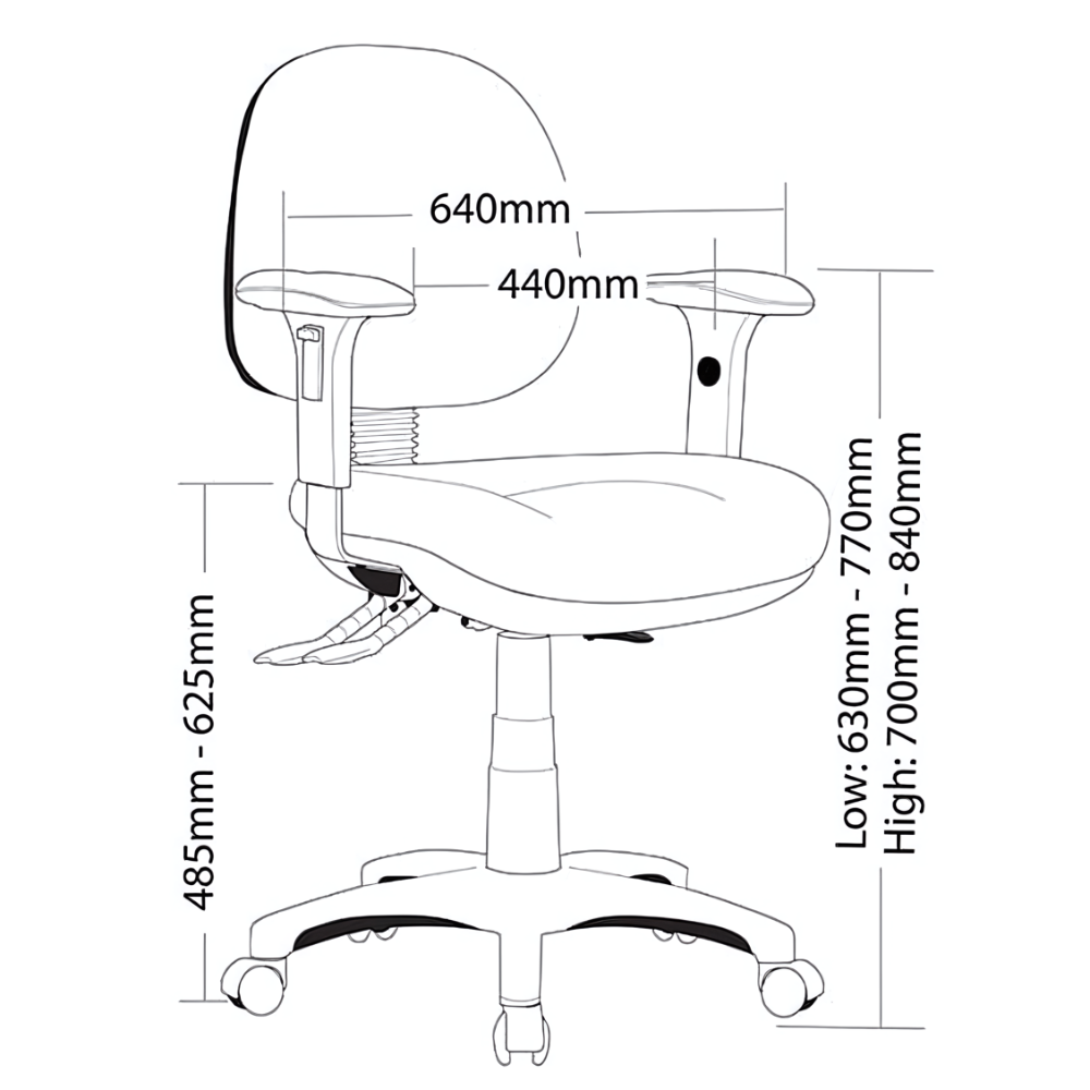 Harvey P350 Medium Back Chair, detail view