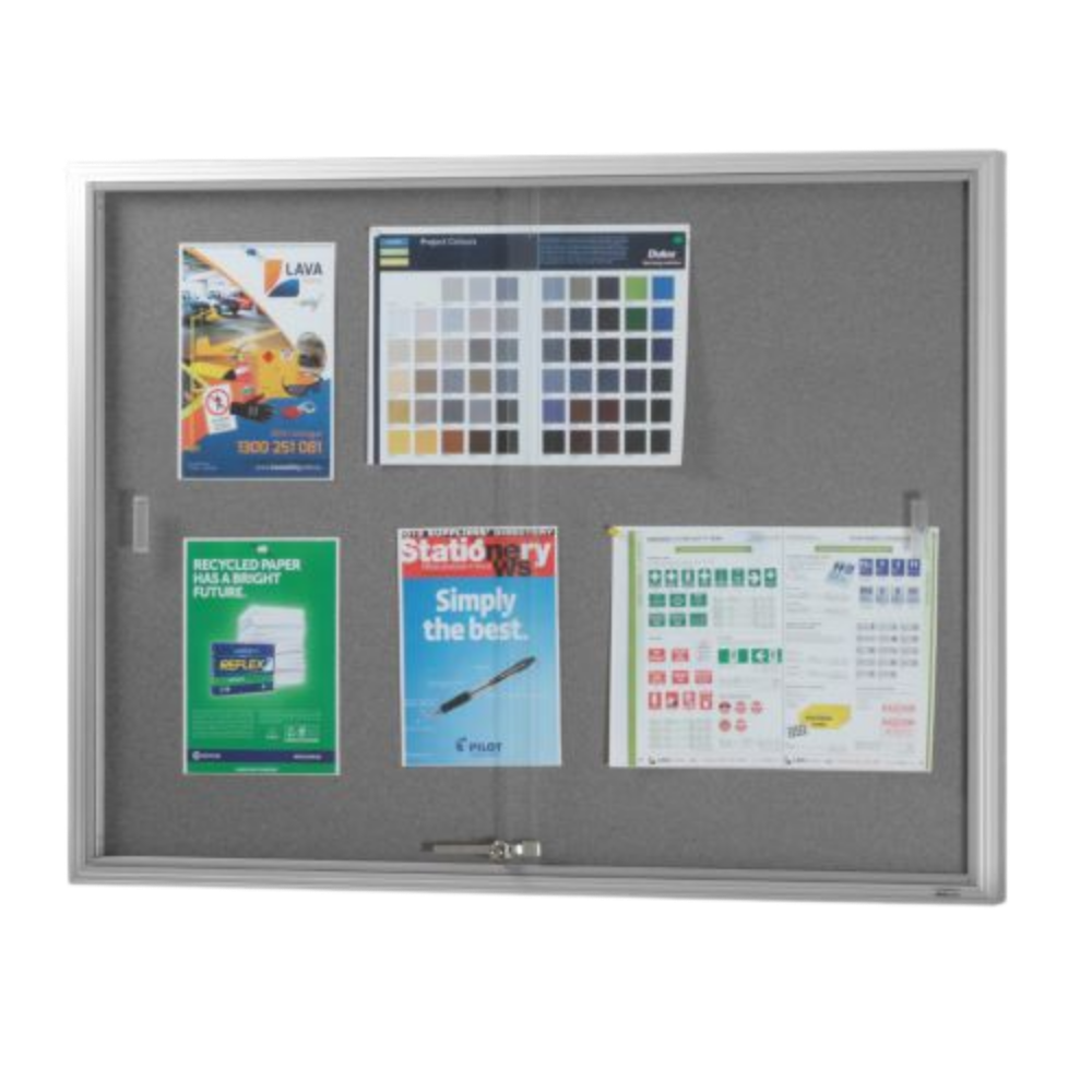 BeNoticed Notice Case Sliding 2 Door Grey fabric
