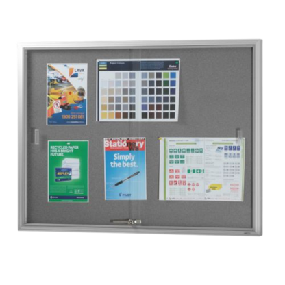BeNoticed Notice Case Sliding 2 Door Grey fabric