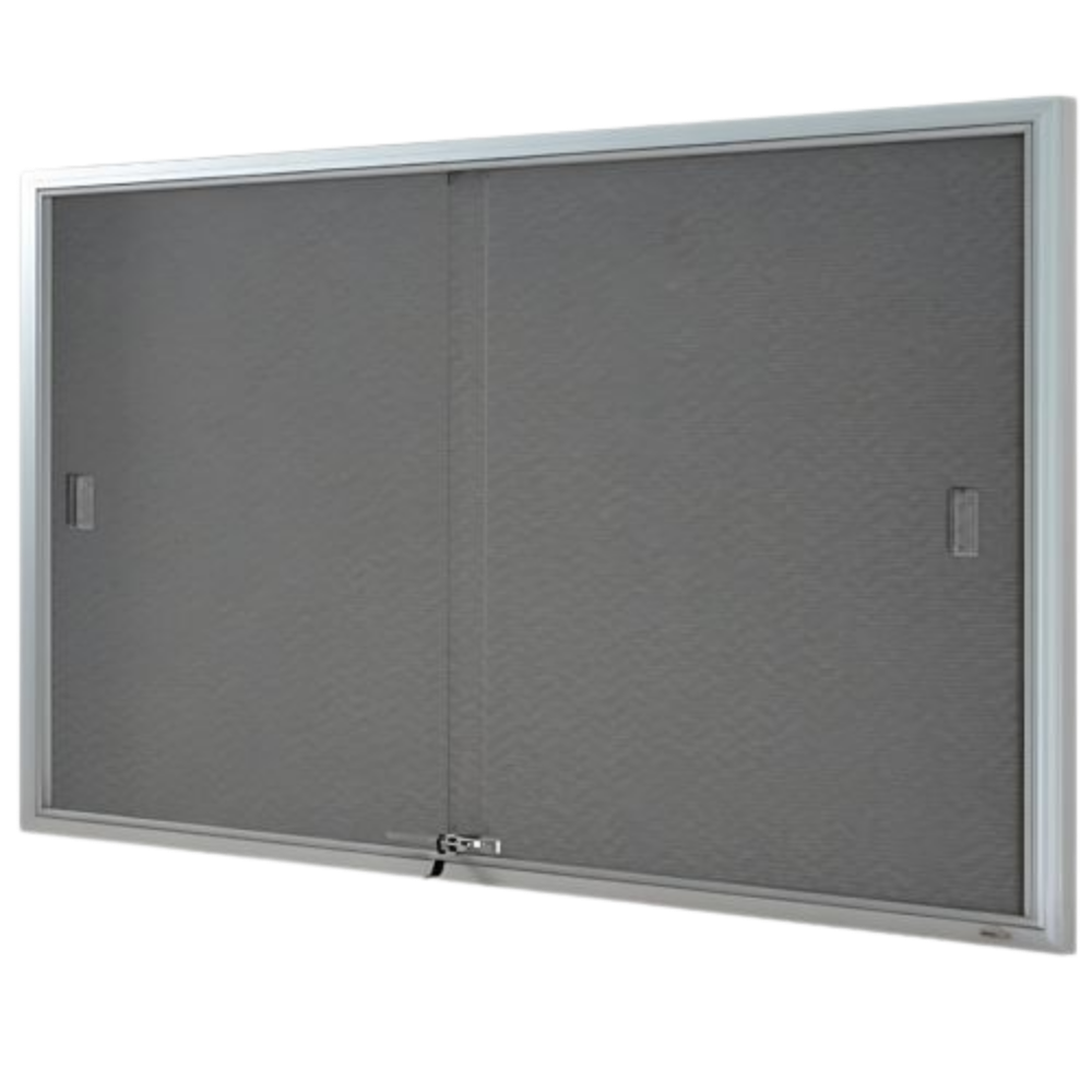 BeNoticed Notice Case Sliding 2 Door Grey fabric