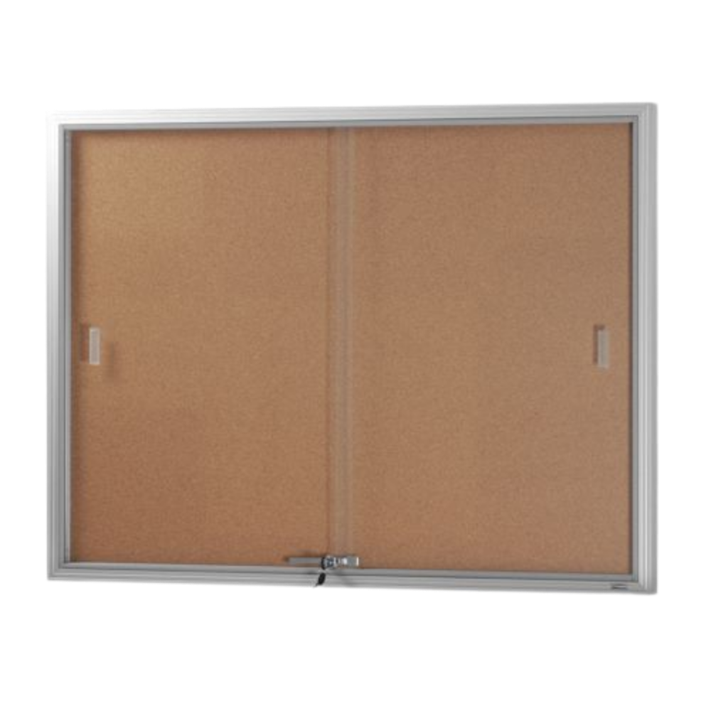 BeNoticed Notice Case Sliding 2 Door Cork Pinboard