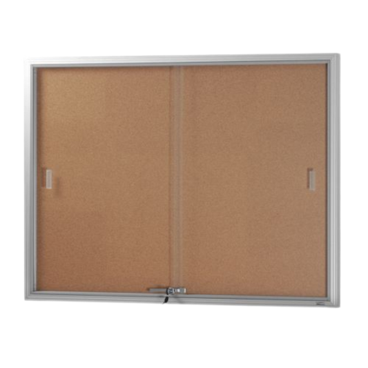 BeNoticed Notice Case Sliding 2 Door Cork Pinboard