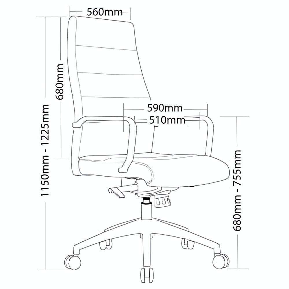 Cruz High Back Office Chair, side view