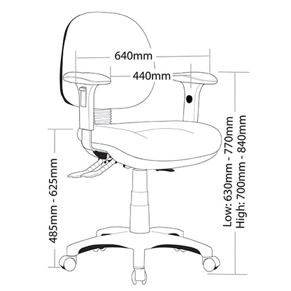Harvey P350 Medium Back Chair, detail view