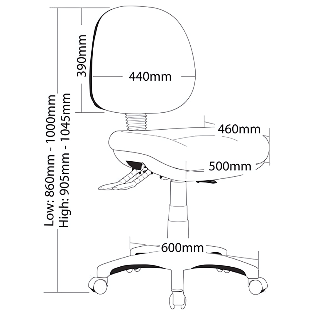 Harvey P350 Medium Back Chair, detail view